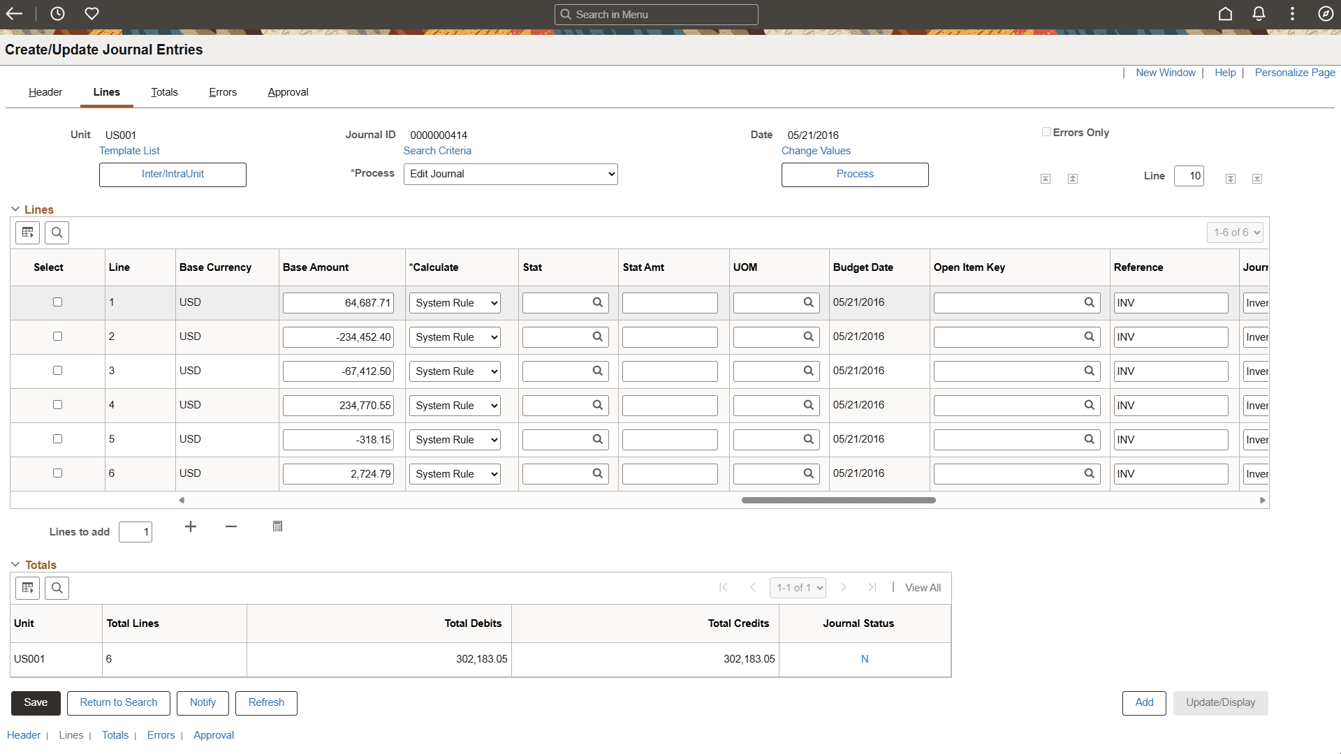 CreateUpdateJournalEntries - Lines (4 of 6)