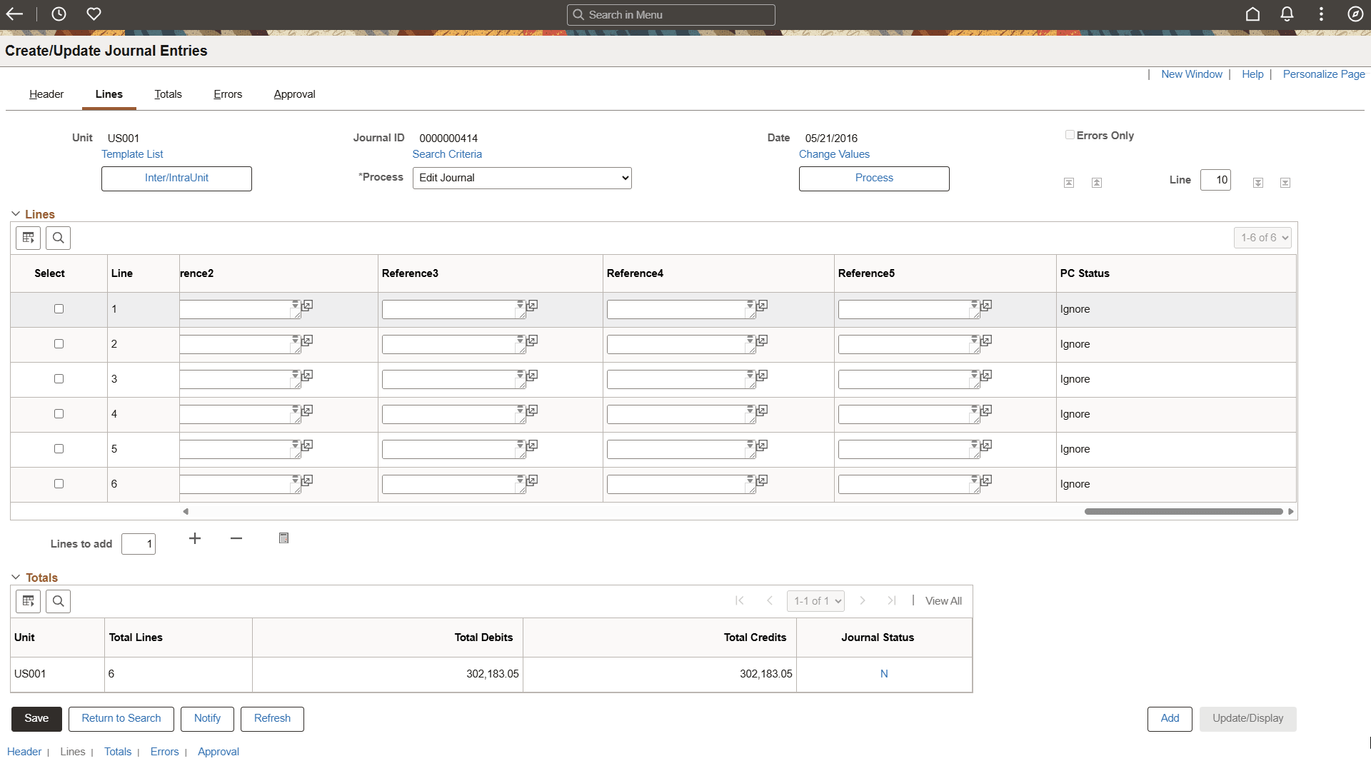 CreateUpdateJournalEntries - Lines (6 of 6)