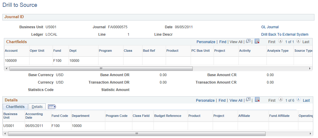 Drill to Source page