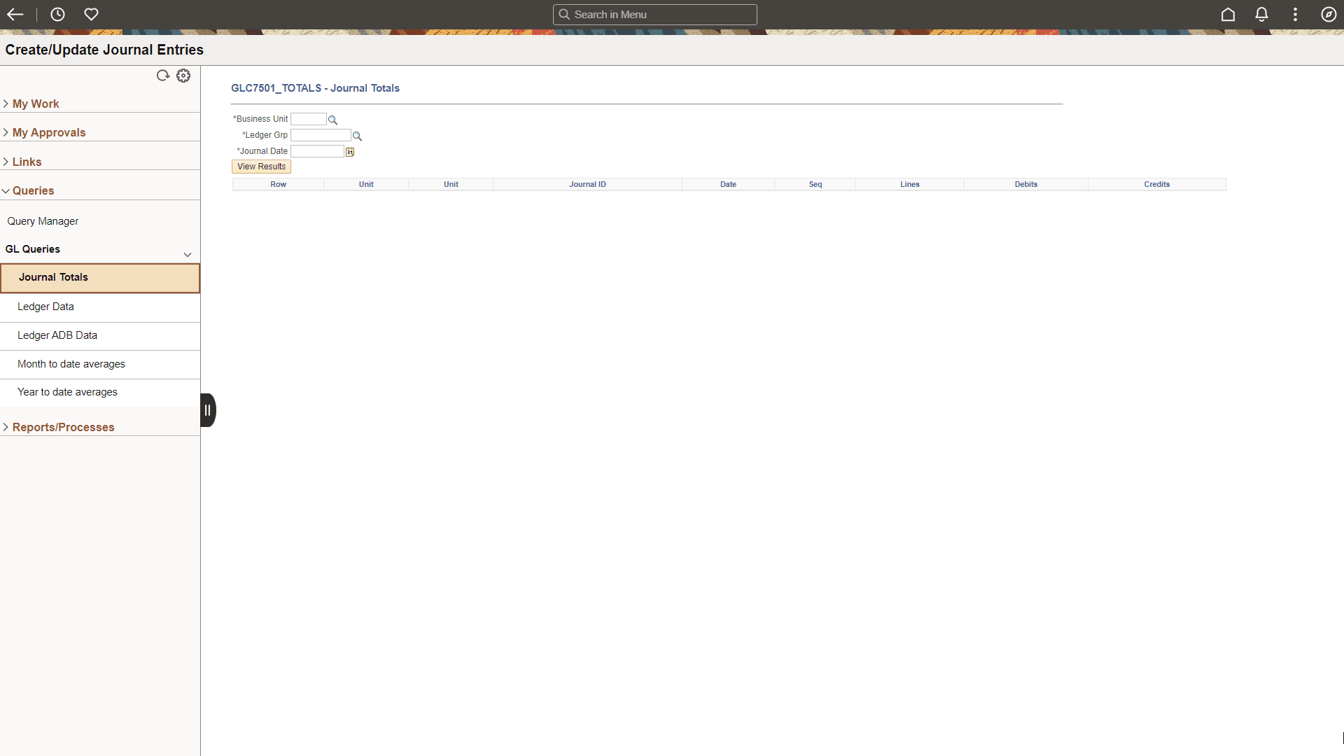 General Ledger WorkCenter - Queries (Fluid)