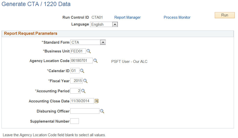 Generate CTA 1220 Data page
