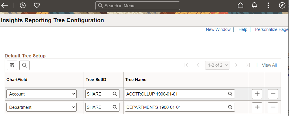 Insights Reporting Tree Configuration