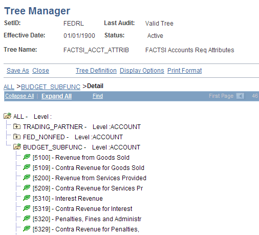 (replaced by GTAS Accts requiring attrib) Tree Manager page - FACTS I Accounts Req Attributes (accounts requiring attributes)
