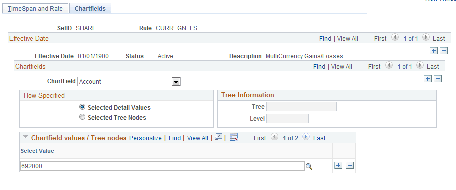 Translation Rules - Chartfields page