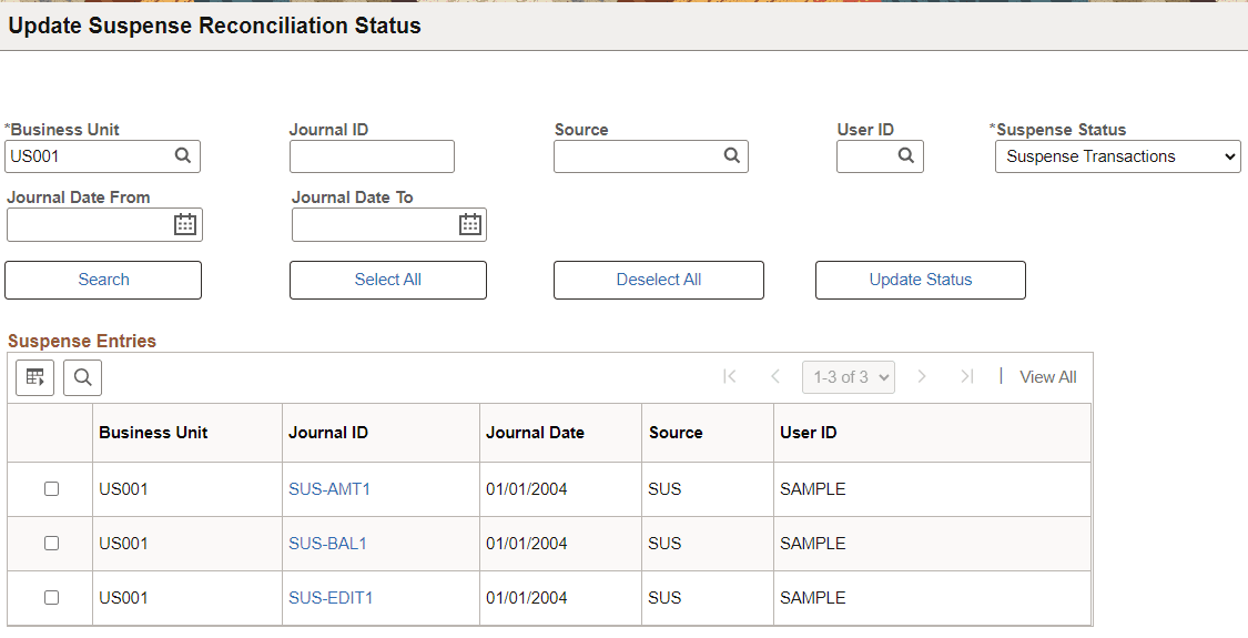 Update Suspense Reconciliation Status