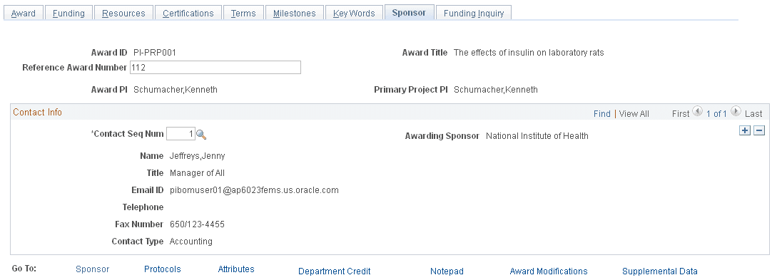 Award - Sponsor page