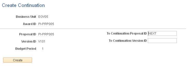 Create Continuation page