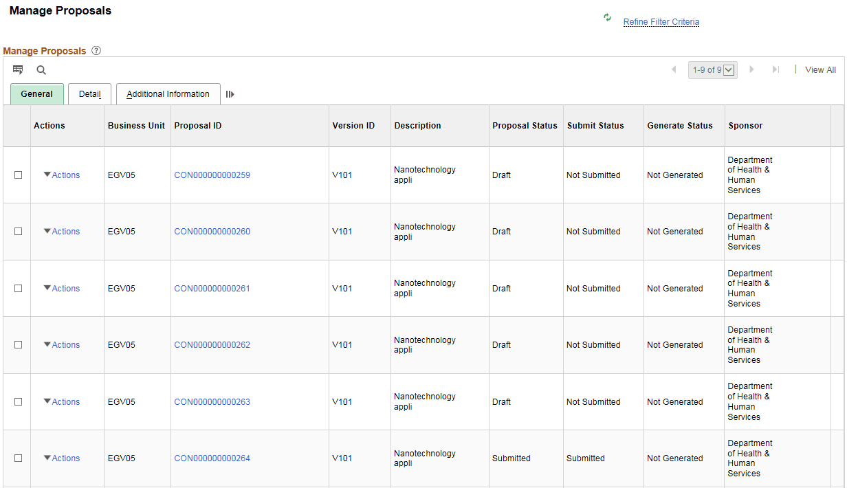 Manage Proposals Page