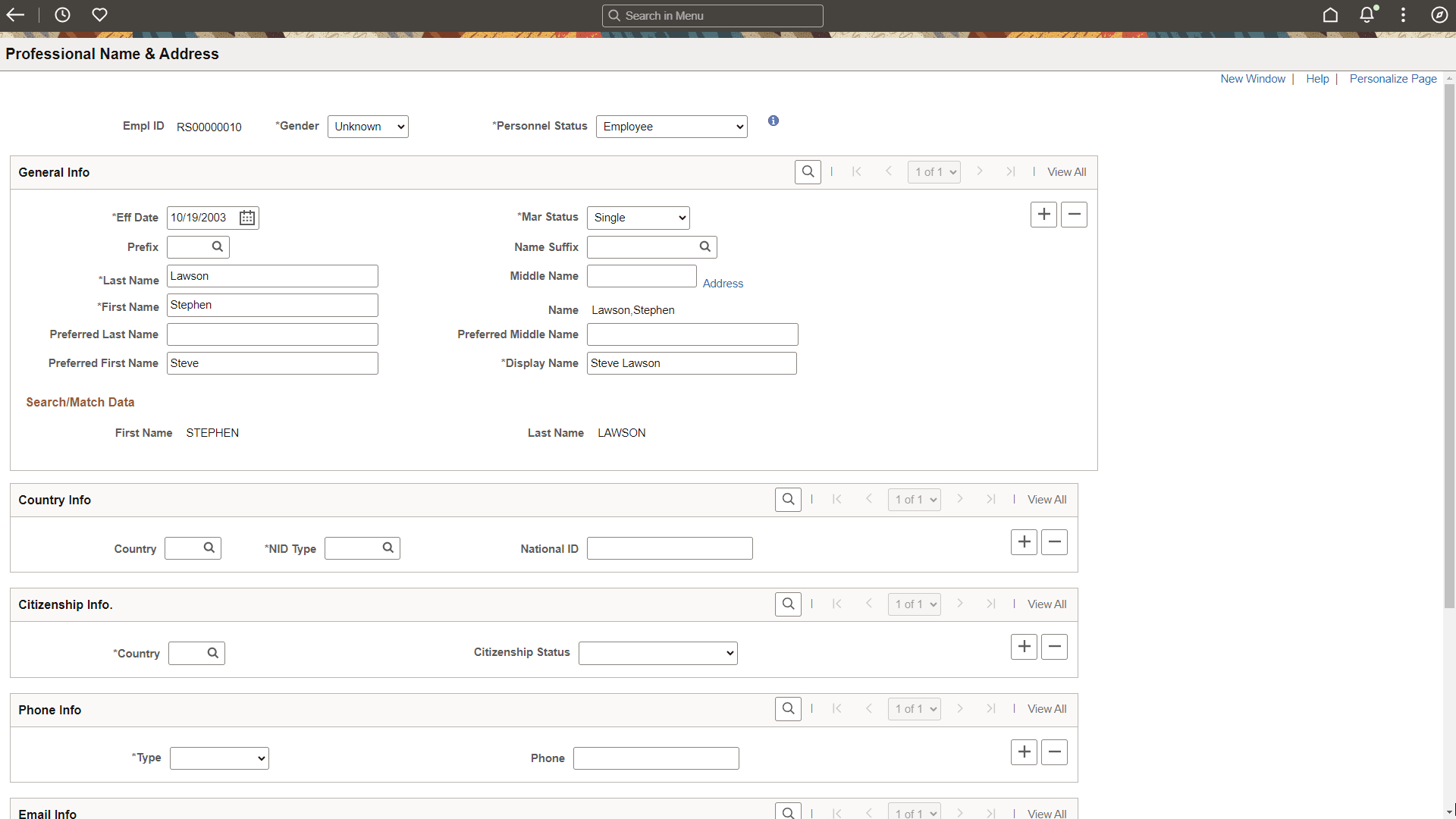 Professional Name & Address (1 of 2)