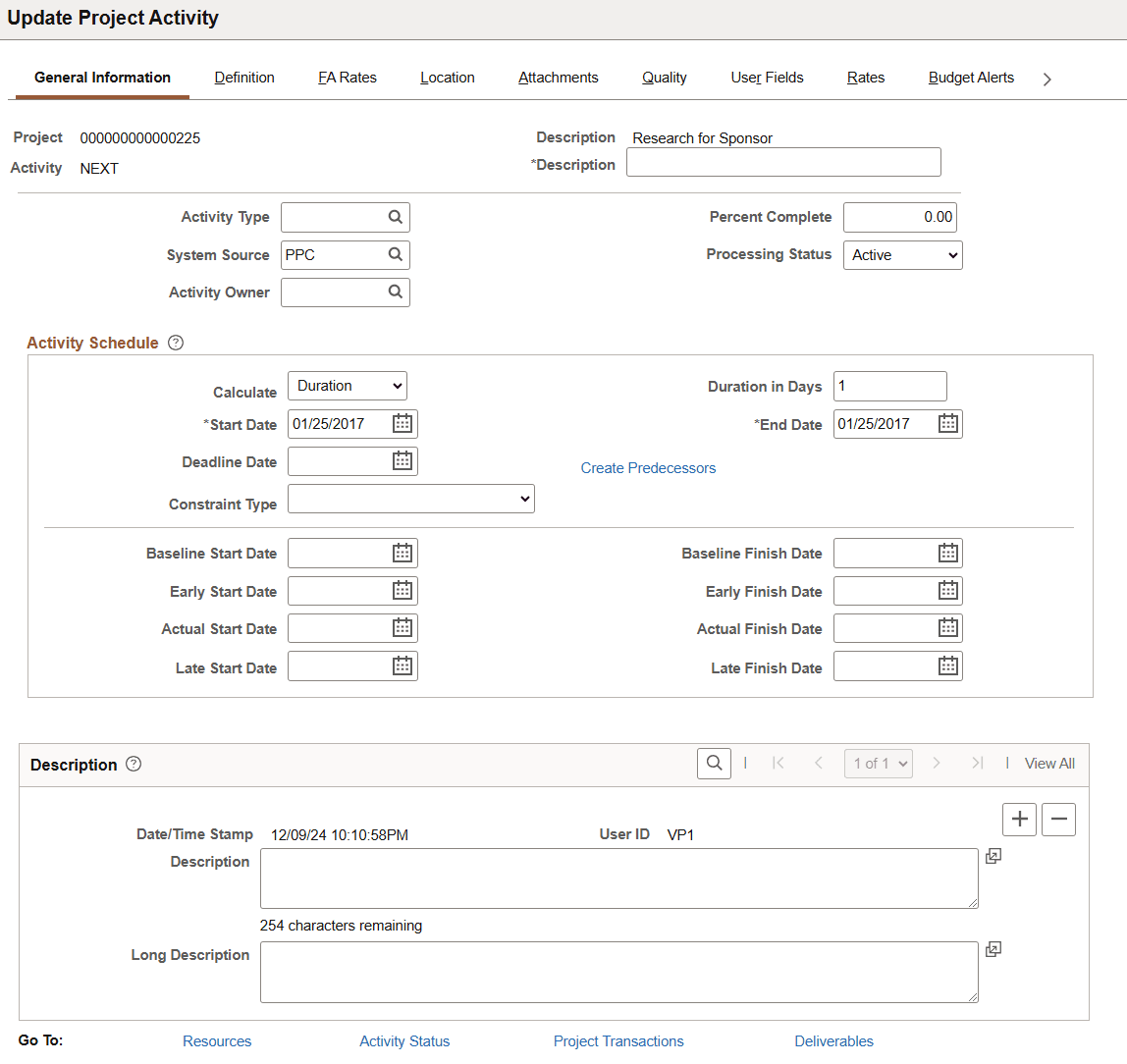 Project Activity - General Information