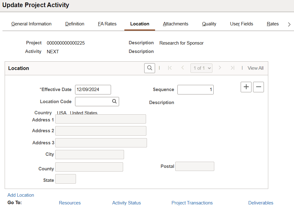 Project Activity - Location