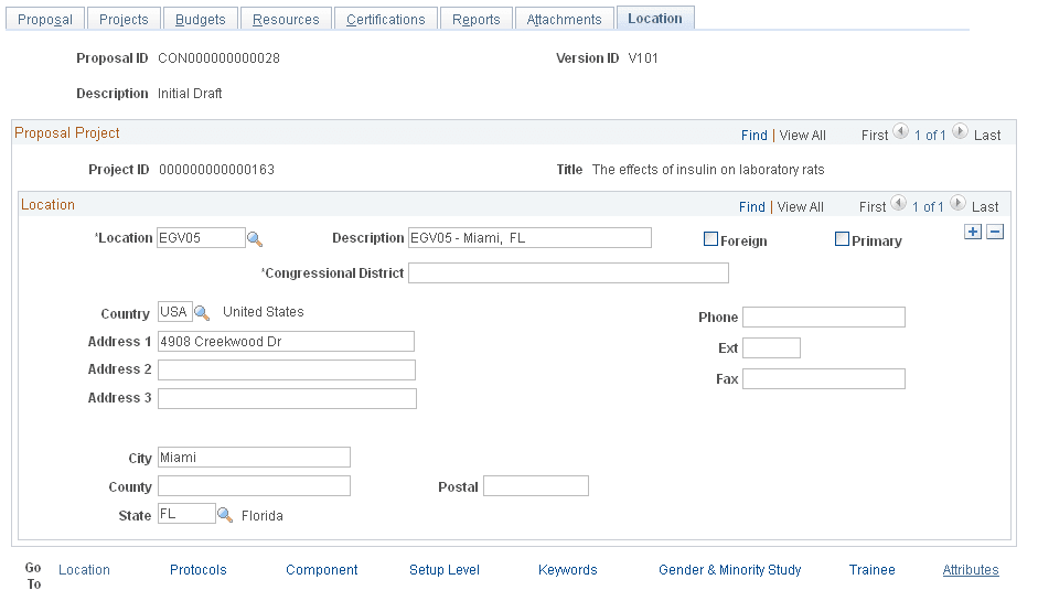 Proposal - Location page