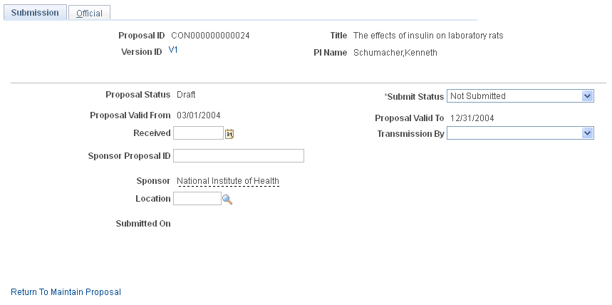 Proposal - Submission page