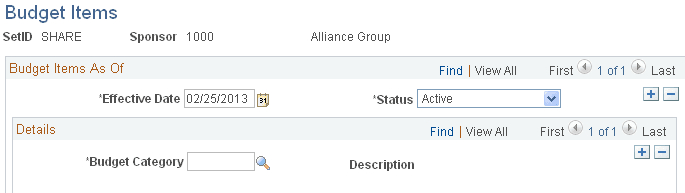 Sponsors - Budget Items page