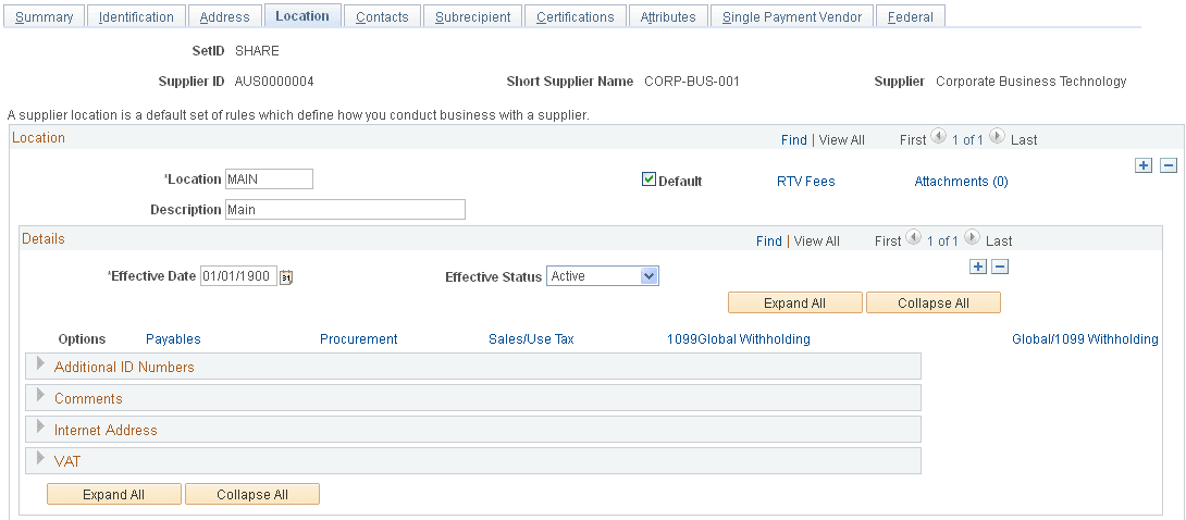 Subrecipients - Location page
