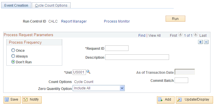 Event Creation process page