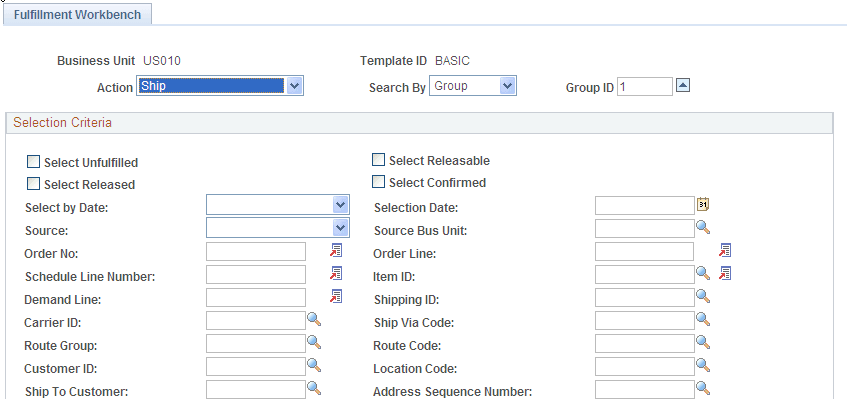 Fulfillment Workbench page (2 of 2)