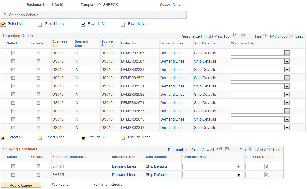 Orders page of the Fulfillment Workbench