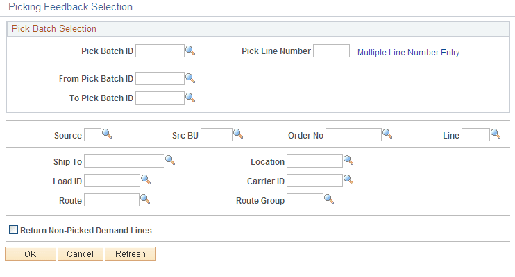 Picking Feedback Selection page