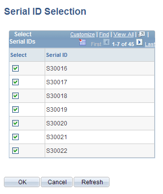 Serial ID Selection page