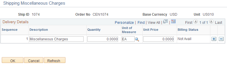 Shipping/Issues-Shipping Miscellaneous Charges page