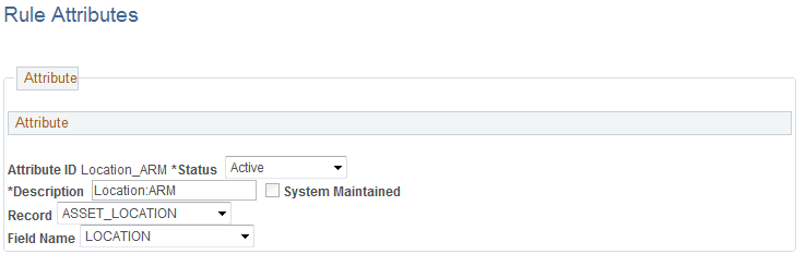Rule Attributes page