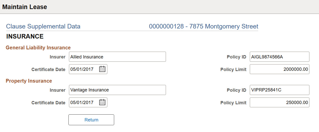 Clause Supplemental Data Page