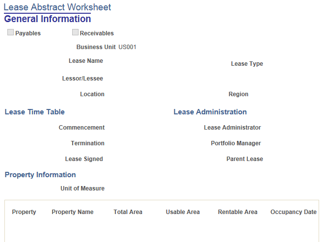 Lease Abstract Worksheet page (1 of 11)