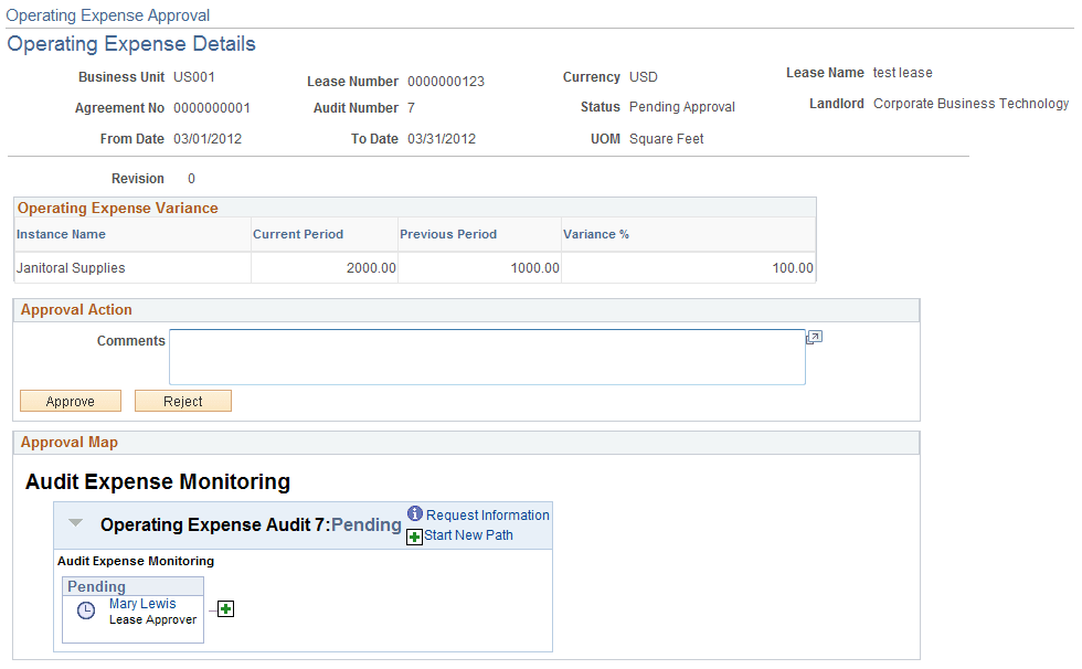 Operating Expense Approval page