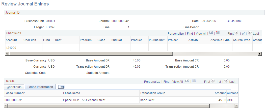 Review Journal Entries page