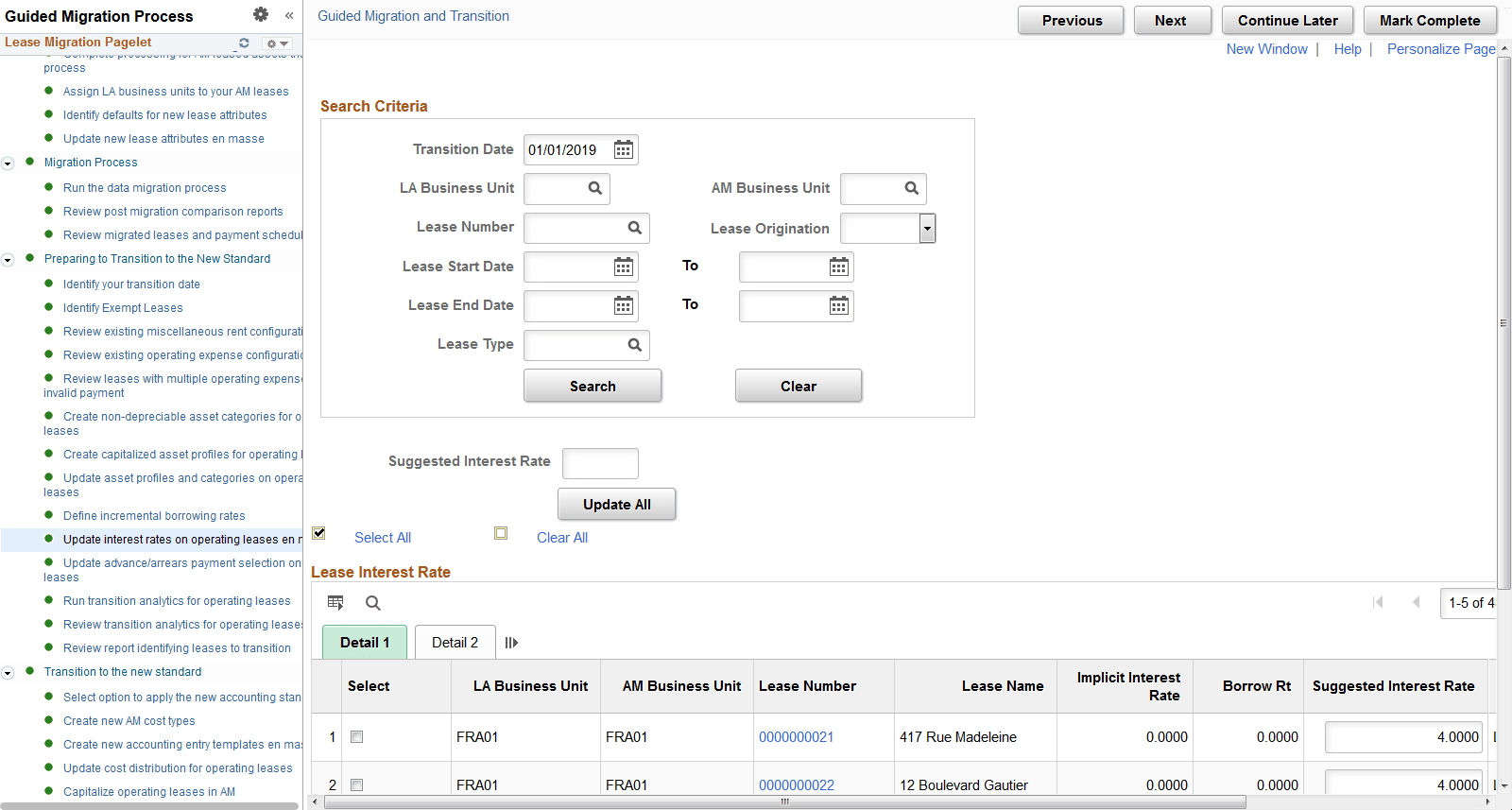 Update Interest Rates on Operating Leases en masse page