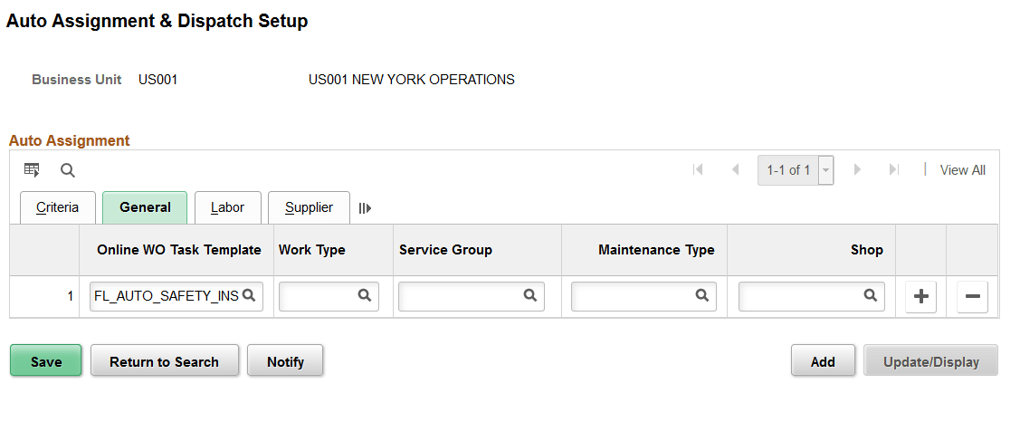 Auto Assignment &amp; Dispatch Setup - General page