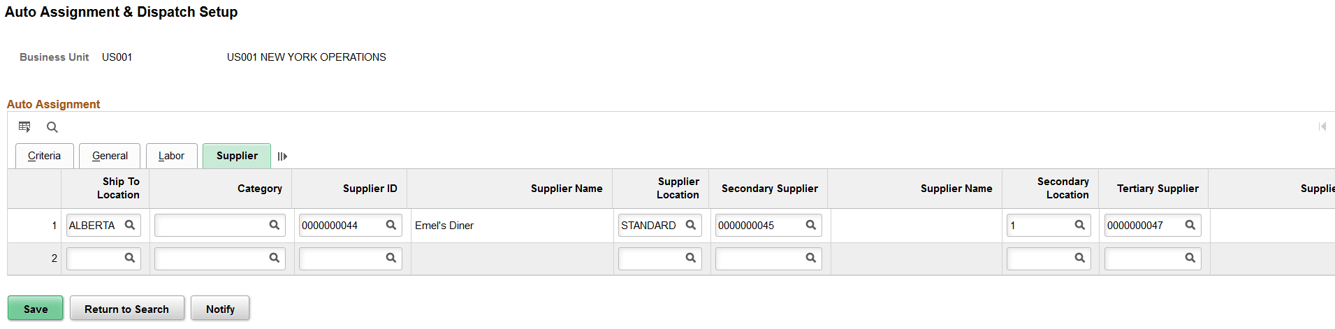 Auto Assignment &amp; Dispatch Setup - Supplier page