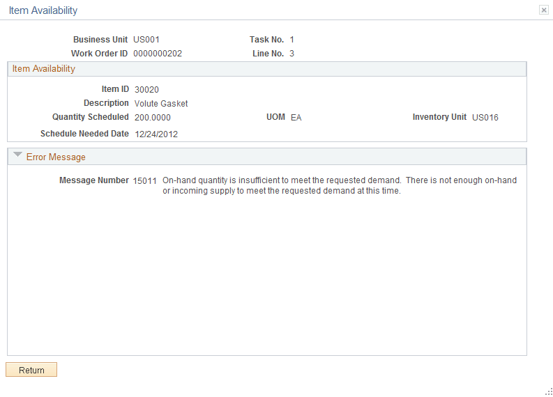 Item Availability page