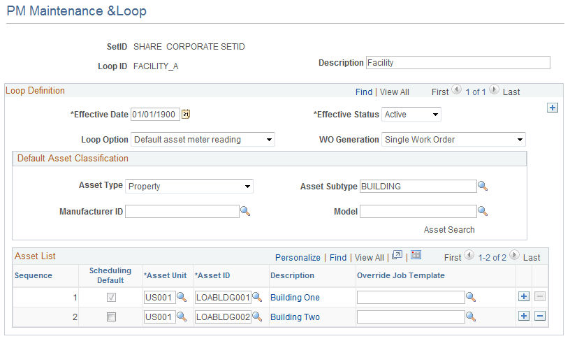 PM Maintenance &amp; Loop Page