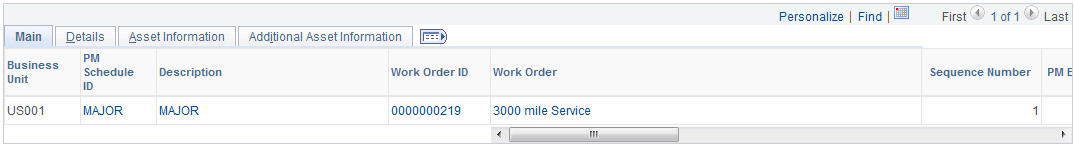 Preventive Maintenance Exceptions page