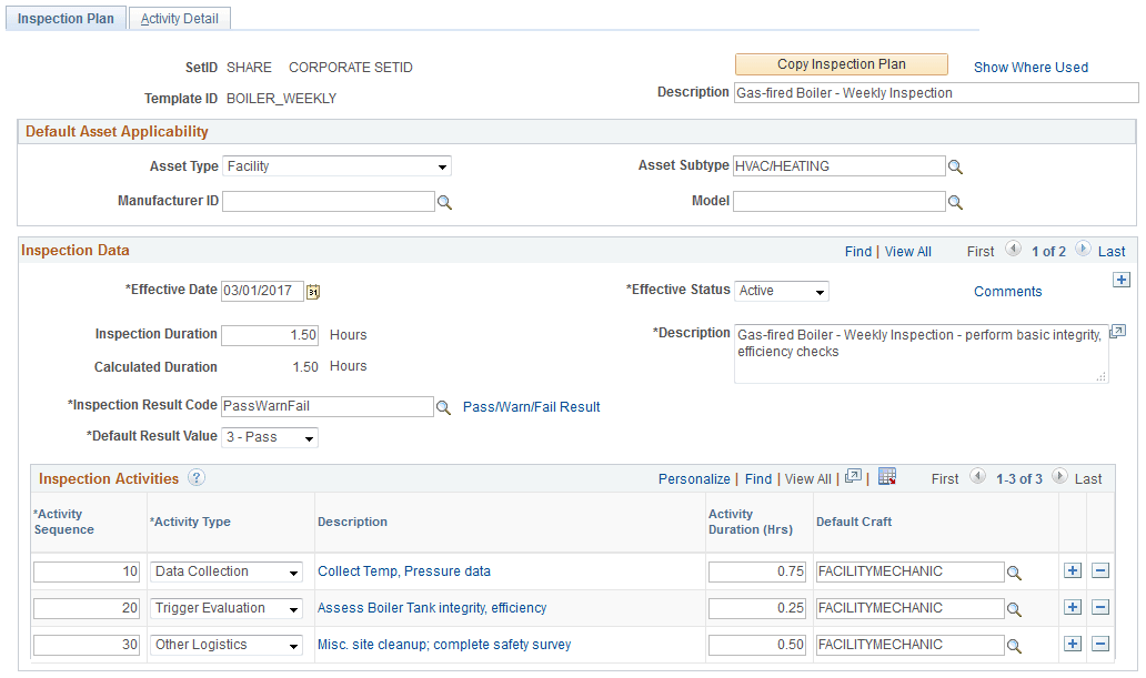 Work Order Inspection Plans