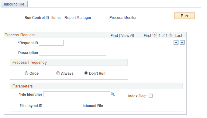 Inbound File Publish process page