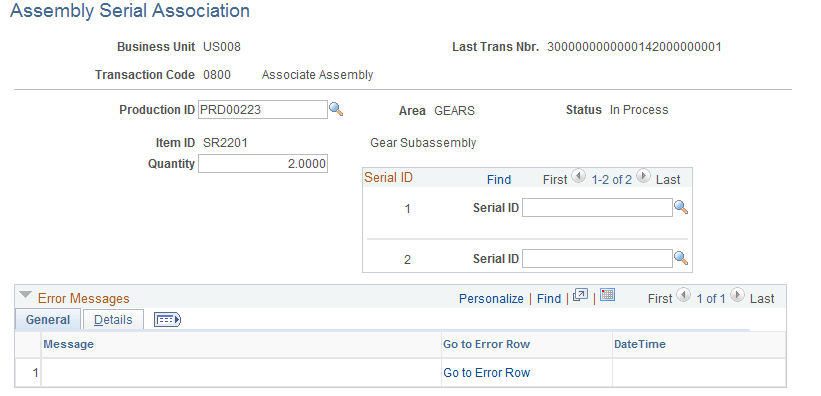 Assembly Serial page