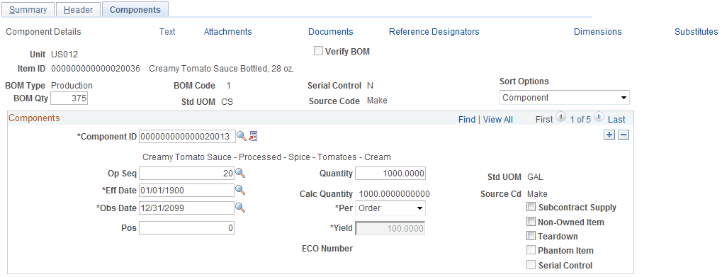 Components - Component Details page