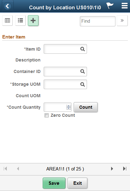 Count by Location page