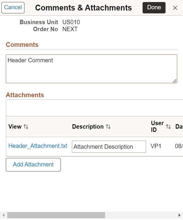 Express Issue - Header Comments & Attachments Page