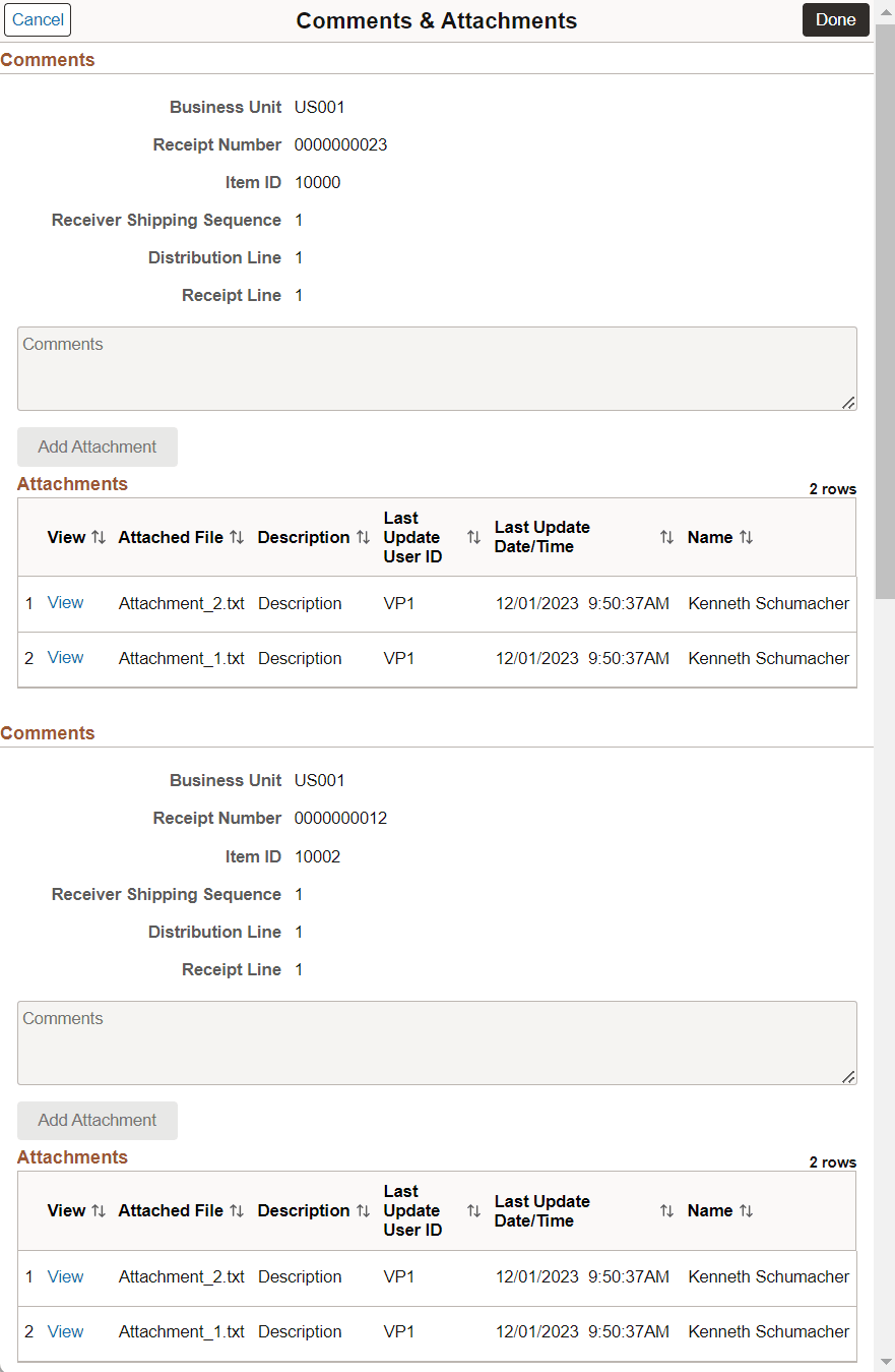 View Comments & Attachment