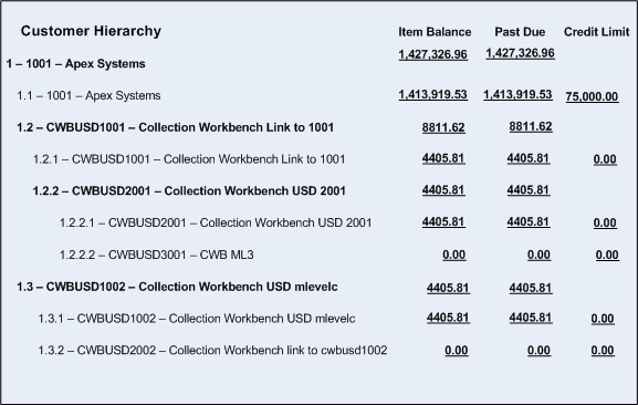 Collection Workbench Customer Hierarchy
