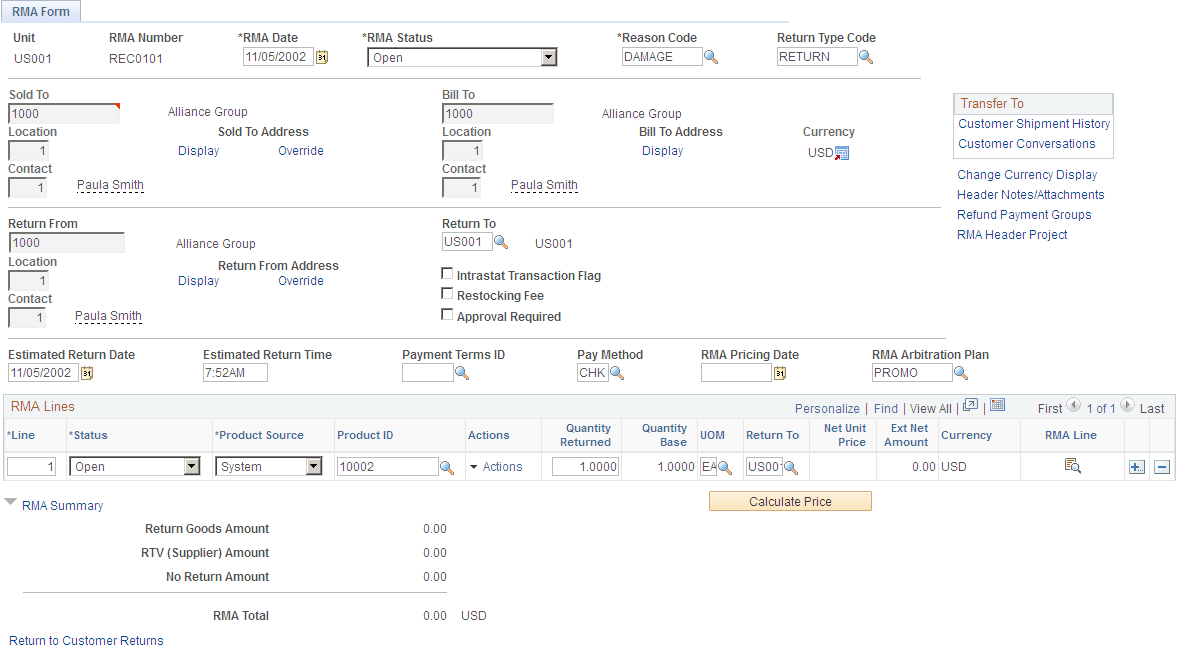 Sap Rma Form Managing Returned Material for Sales Orders