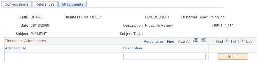 Update Conversations - Attachments page