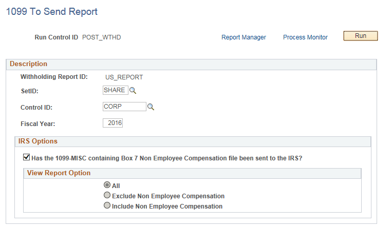 1099 To Send Report page