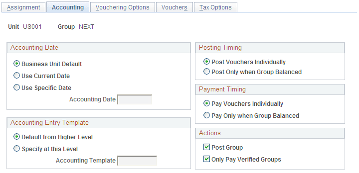Group Information - Accounting page