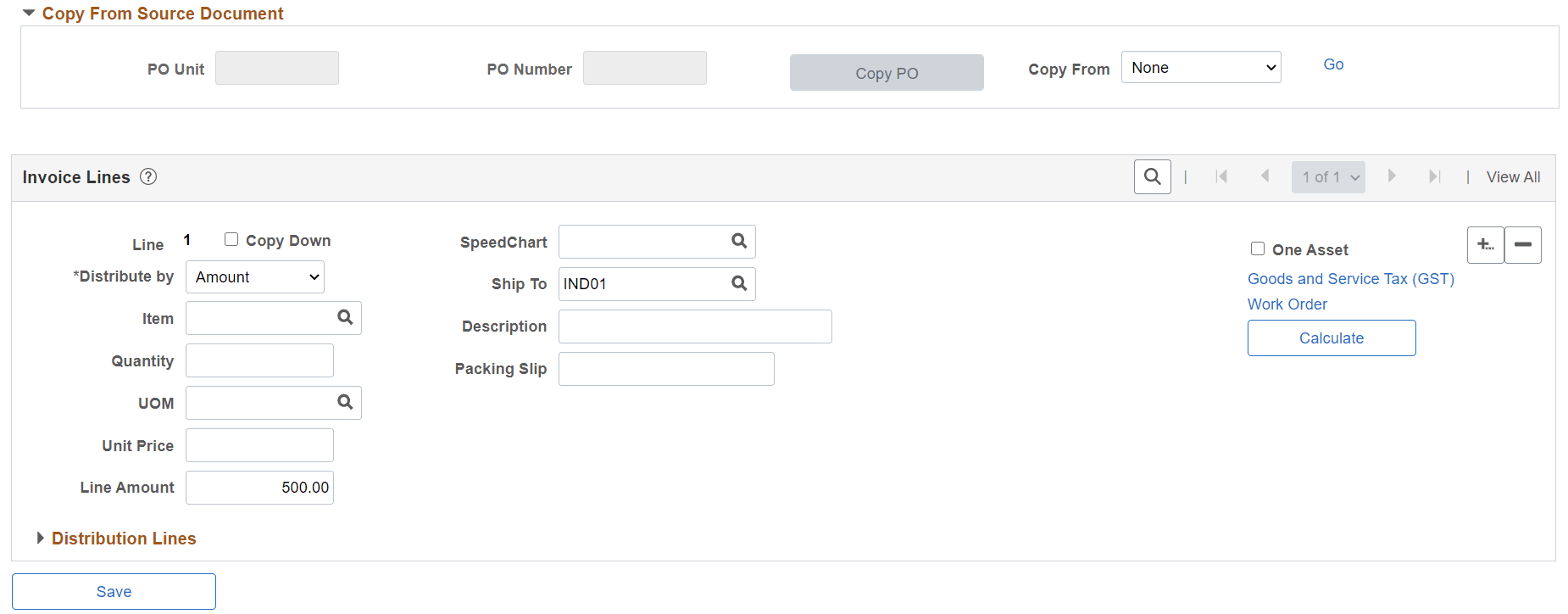 Invoice Information page for regular voucher style (2 of 2)