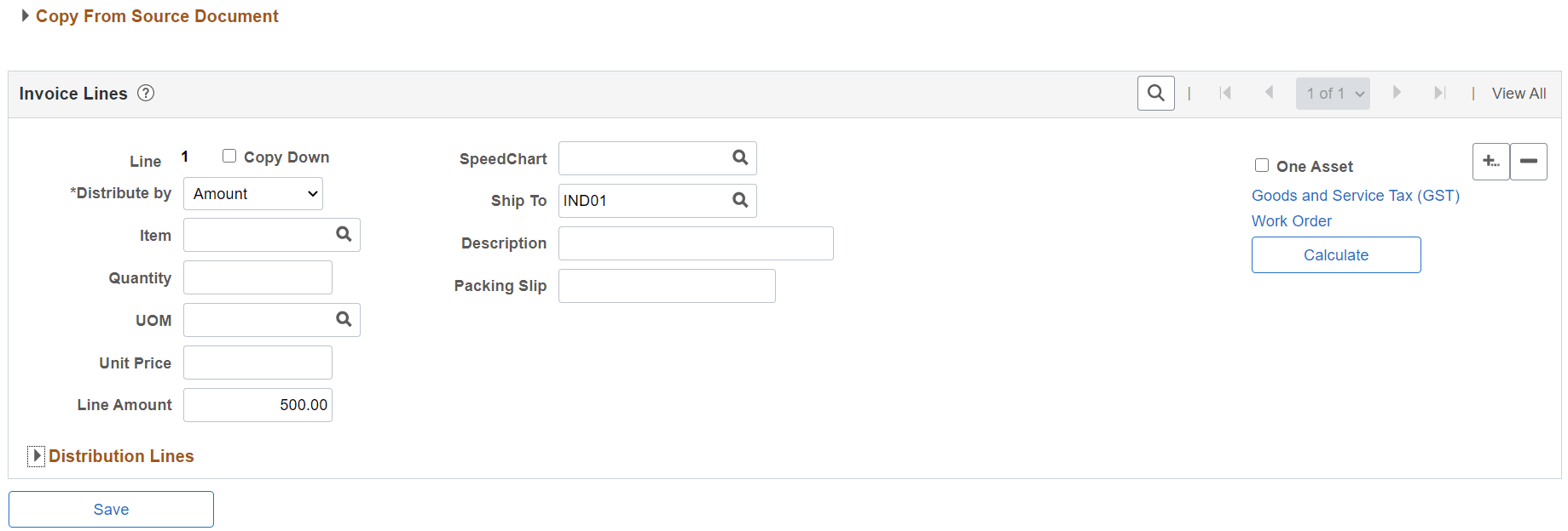 Invoice Information page for regular voucher style with Reverse Charge transaction (2 of 2)